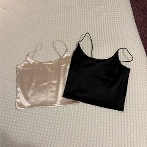 Bluenotes Satin Camisole Set - Black and Cream